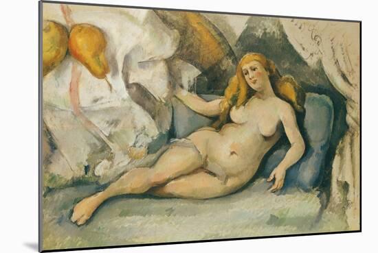 Female Nude on a Sofa-Paul Cézanne-Mounted Giclee Print