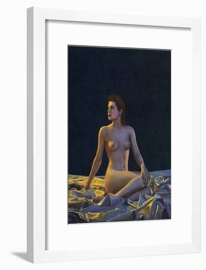 Female Nude on Gold Drapery-null-Framed Art Print