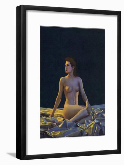 Female Nude on Gold Drapery-null-Framed Art Print