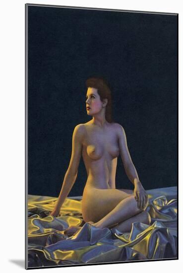 Female Nude on Gold Drapery-null-Mounted Art Print