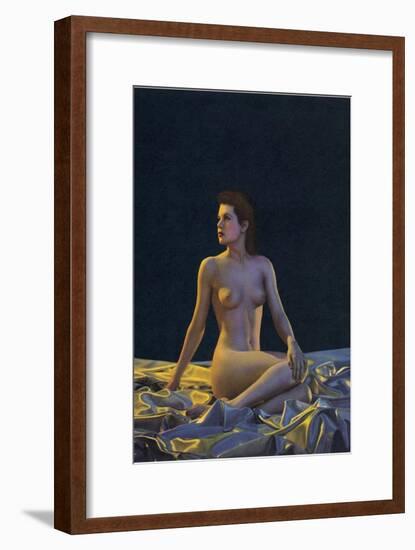 Female Nude on Gold Drapery-null-Framed Art Print