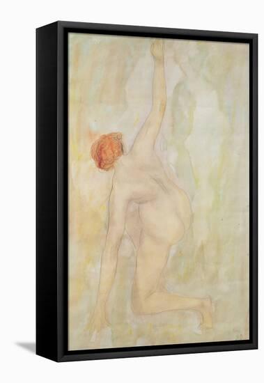 Female nude (pencil and w/c on paper)-Auguste Rodin-Framed Premier Image Canvas