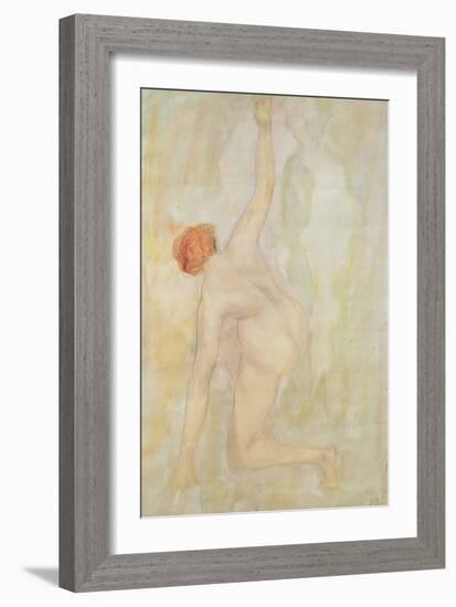 Female nude (pencil and w/c on paper)-Auguste Rodin-Framed Giclee Print