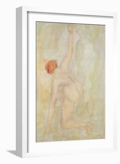 Female nude (pencil and w/c on paper)-Auguste Rodin-Framed Giclee Print