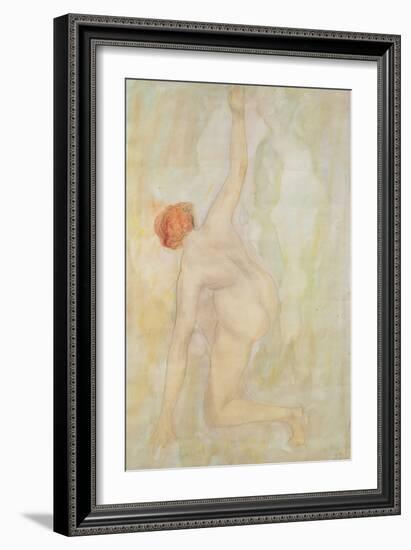 Female nude (pencil and w/c on paper)-Auguste Rodin-Framed Giclee Print