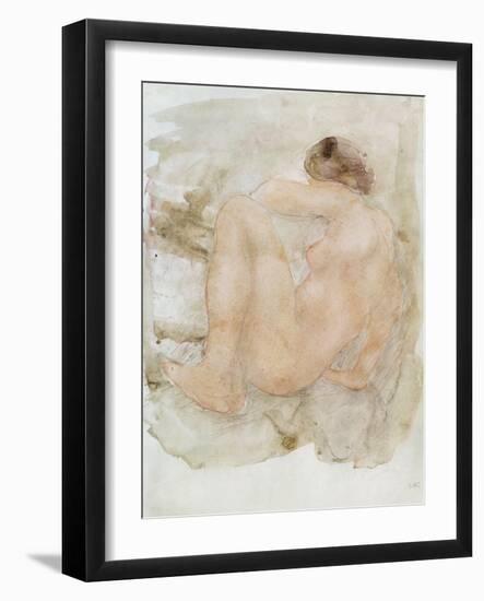 Female nude (pencil and w/c on paper)-Auguste Rodin-Framed Giclee Print