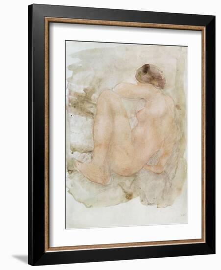 Female nude (pencil and w/c on paper)-Auguste Rodin-Framed Giclee Print