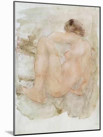 Female nude (pencil and w/c on paper)-Auguste Rodin-Mounted Giclee Print