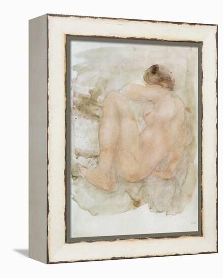 Female nude (pencil and w/c on paper)-Auguste Rodin-Framed Premier Image Canvas