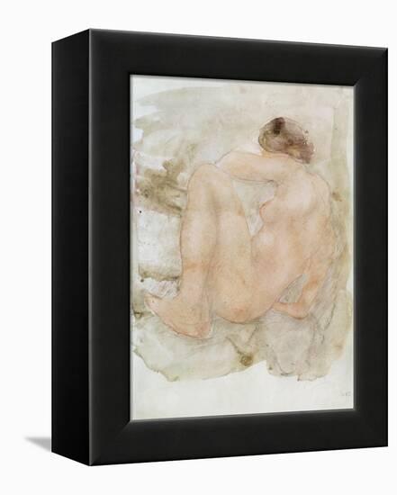 Female nude (pencil and w/c on paper)-Auguste Rodin-Framed Premier Image Canvas