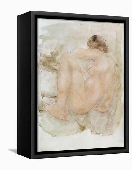 Female nude (pencil and w/c on paper)-Auguste Rodin-Framed Premier Image Canvas