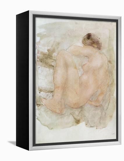 Female nude (pencil and w/c on paper)-Auguste Rodin-Framed Premier Image Canvas