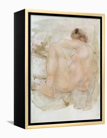 Female nude (pencil and w/c on paper)-Auguste Rodin-Framed Premier Image Canvas