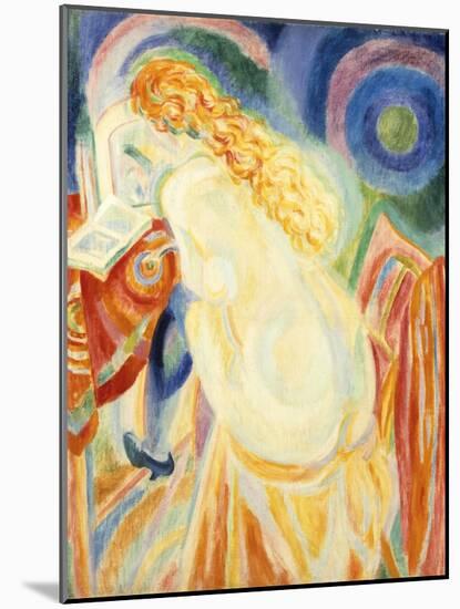 Female Nude Reading, 1915 (Oil on Canvas)-Robert Delaunay-Mounted Giclee Print