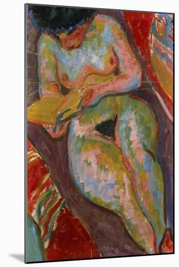 Female Nude (Reading); Weiblicher Akt (Lesend)-Ernst Ludwig Kirchner-Mounted Giclee Print