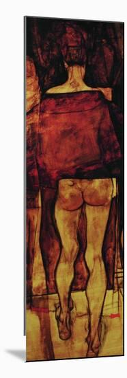 Female Nude, Rear View with Shawl, Fragment-Egon Schiele-Mounted Giclee Print