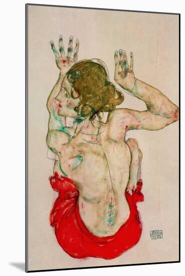 Female Nude Seated on Red Drapery-Egon Schiele-Mounted Giclee Print