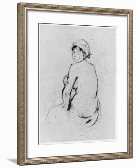 Female Nude Seen from Behind, 1889 (Drypoint)-Berthe Morisot-Framed Giclee Print