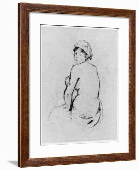 Female Nude Seen from Behind, 1889 (Drypoint)-Berthe Morisot-Framed Giclee Print