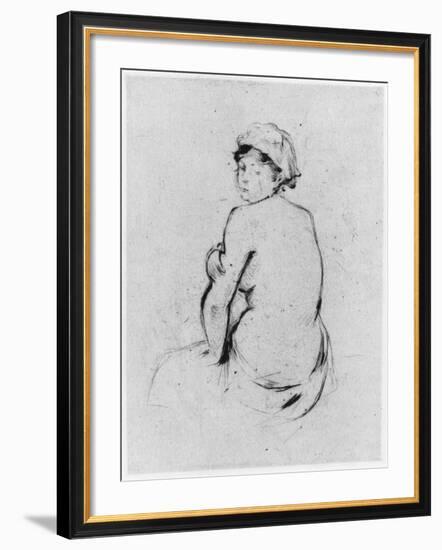 Female Nude Seen from Behind, 1889 (Drypoint)-Berthe Morisot-Framed Giclee Print