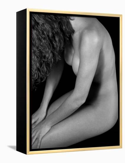 Female Nude Sitting with Face Covered by Long Hair-Winfred Evers-Framed Premier Image Canvas