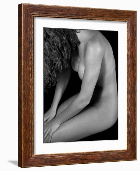 Female Nude Sitting with Face Covered by Long Hair-Winfred Evers-Framed Photographic Print