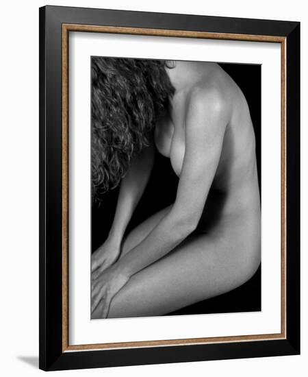 Female Nude Sitting with Face Covered by Long Hair-Winfred Evers-Framed Photographic Print