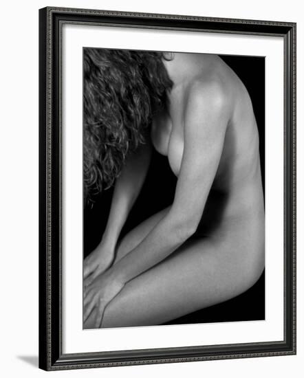 Female Nude Sitting with Face Covered by Long Hair-Winfred Evers-Framed Photographic Print