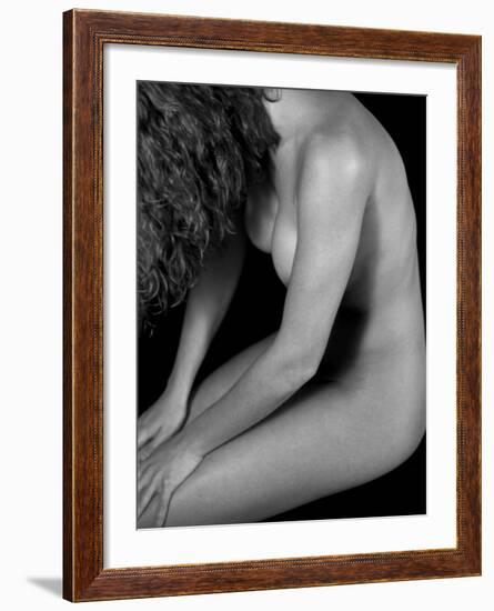 Female Nude Sitting with Face Covered by Long Hair-Winfred Evers-Framed Photographic Print