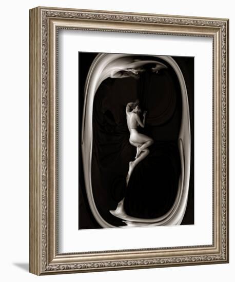 Female Nude Sleeping on Black Background in Oval Frame-Winfred Evers-Framed Photographic Print