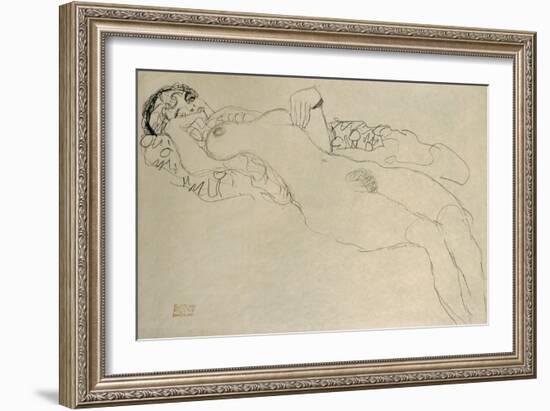 Female Nude Turned Left, 1914/15-Gustav Klimt-Framed Giclee Print