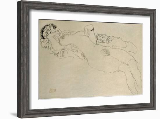 Female Nude Turned Left, 1914/15-Gustav Klimt-Framed Giclee Print