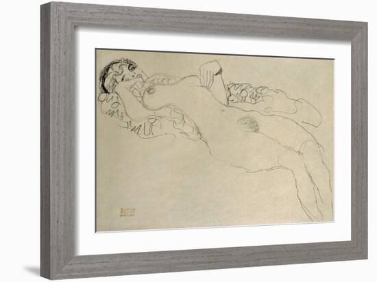 Female Nude Turned Left, 1914/15-Gustav Klimt-Framed Giclee Print