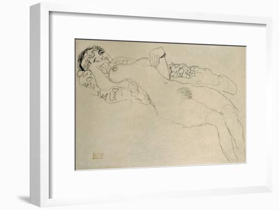 Female Nude Turned Left, 1914/15-Gustav Klimt-Framed Giclee Print