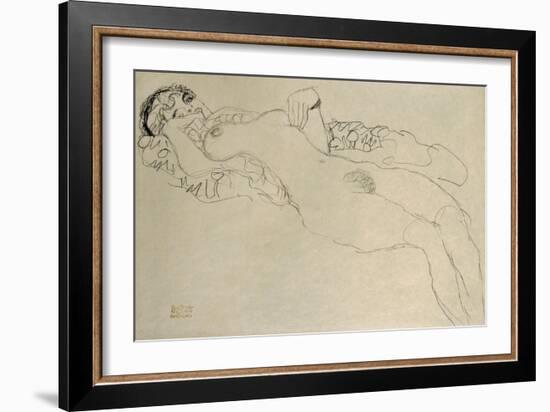 Female Nude Turned Left, 1914/15-Gustav Klimt-Framed Giclee Print