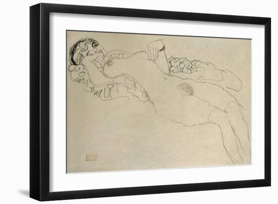 Female Nude Turned Left, 1914/15-Gustav Klimt-Framed Giclee Print