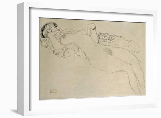 Female Nude Turned Left, 1914/15-Gustav Klimt-Framed Giclee Print