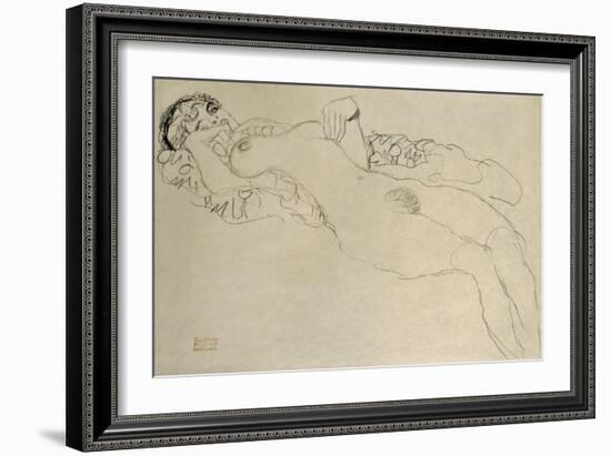 Female Nude Turned Left, 1914/15-Gustav Klimt-Framed Giclee Print