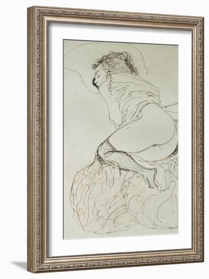 Female Nude, Turned to the Left, 1912-13-Gustav Klimt-Framed Giclee Print