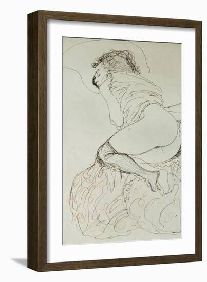 Female Nude, Turned to the Left, 1912-13-Gustav Klimt-Framed Giclee Print