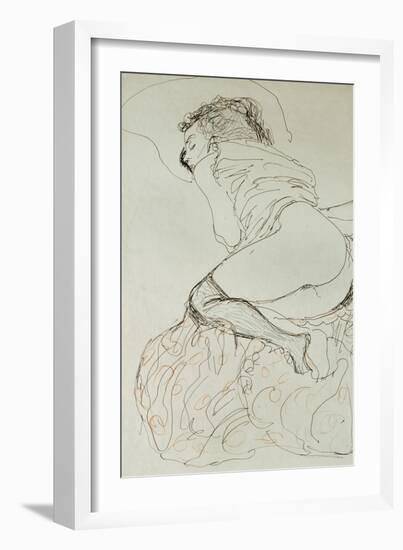 Female Nude, Turned to the Left, 1912-13-Gustav Klimt-Framed Giclee Print