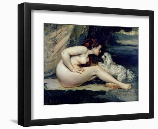 Female Nude with a Dog-Gustave Courbet-Framed Giclee Print