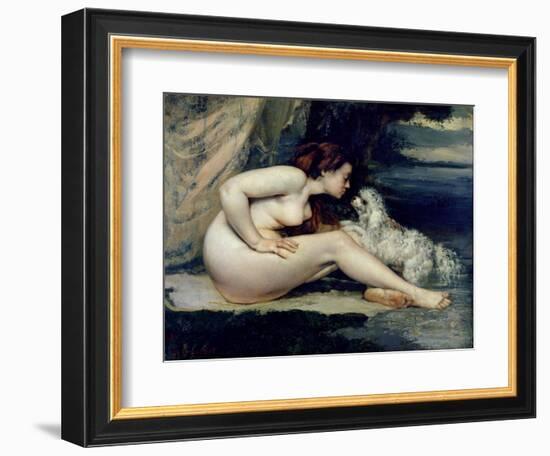 Female Nude with a Dog-Gustave Courbet-Framed Giclee Print