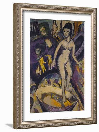 Female Nude with Badezuber; Weiblicher Akt Mit Badezuber-Ernst Ludwig Kirchner-Framed Giclee Print