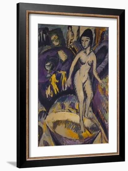 Female Nude with Badezuber; Weiblicher Akt Mit Badezuber-Ernst Ludwig Kirchner-Framed Giclee Print