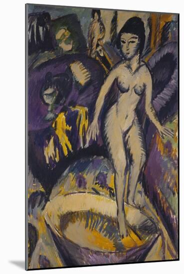 Female Nude with Badezuber; Weiblicher Akt Mit Badezuber-Ernst Ludwig Kirchner-Mounted Giclee Print