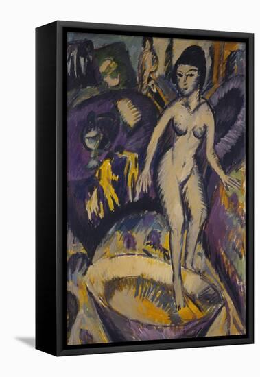 Female Nude with Badezuber; Weiblicher Akt Mit Badezuber-Ernst Ludwig Kirchner-Framed Premier Image Canvas