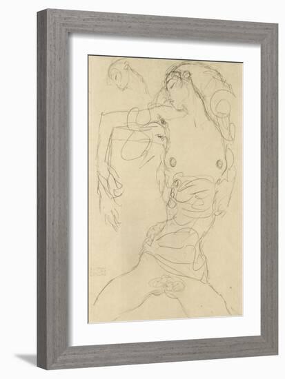 Female Nude with Bent Arm-Gustav Klimt-Framed Giclee Print