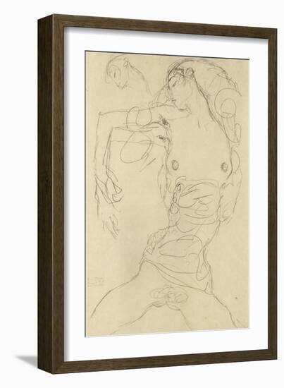 Female Nude with Bent Arm-Gustav Klimt-Framed Giclee Print