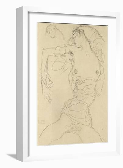 Female Nude with Bent Arm-Gustav Klimt-Framed Giclee Print